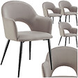 TECTAKE - Lot 4 Fauteuils aspect velours rembourré max 120 kg taupe - vignette
