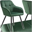 TECTAKE - Chaise rembourrée en velours matelassé avec dossier continu vert foncé - vignette