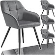 TECTAKE - Lot 4 chaises rembourrées en velours matelassé et dossier continu gris - vignette