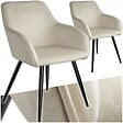 TECTAKE - Ensemble de 2 chaises en cuir synthétique aspect velours crème/noir - vignette