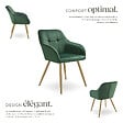 TECTAKE - Lot 6 chaises de salle à manger avec aspect velours capitonné vert/or - vignette