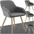 TECTAKE - Lot 4 chaises élégantes aspect corde forme ergonomique gris/doré - vignette