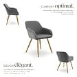 TECTAKE - Lot 4 chaises élégantes aspect corde forme ergonomique gris/doré - vignette
