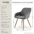 TECTAKE - Lot 4 chaises élégantes aspect corde forme ergonomique gris/doré - vignette