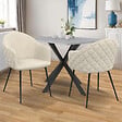 ID MARKET - Lot de 2 chaises de salle à manger, fauteuils de table MOLY en velours gaufré beige - vignette