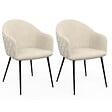 ID MARKET - Lot de 2 chaises de salle à manger, fauteuils de table MOLY en velours gaufré beige - vignette