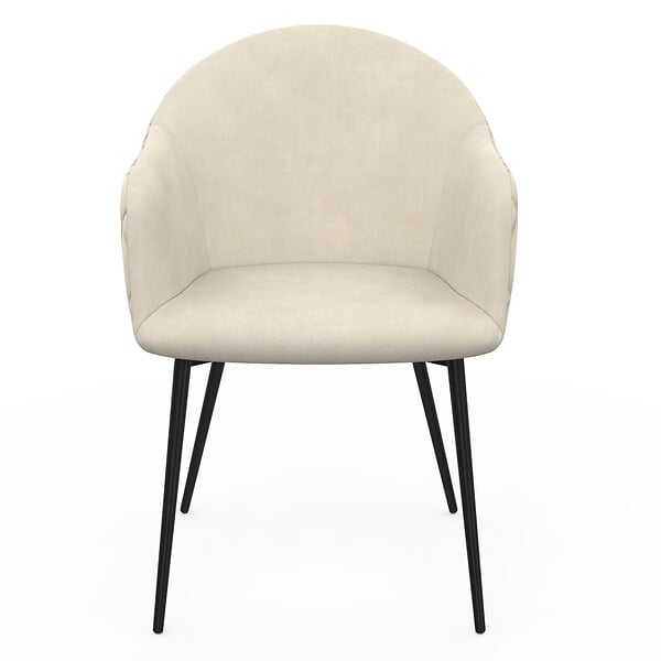 ID MARKET - Lot de 2 chaises de salle à manger, fauteuils de table MOLY en velours gaufré beige - large