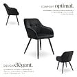 TECTAKE - Lot 2 chaises rembourrées en velours matelassé et dossier continu noir - vignette