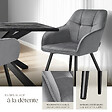 TECTAKE - Lot 6 chaises rembourrées en velours matelassé et dossier continu gris - vignette