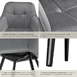 TECTAKE - Lot 6 chaises rembourrées en velours matelassé et dossier continu gris - vignette