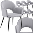 TECTAKE - Lot 6 Fauteuils aspect velours rembourré max 120 kg gris clair - vignette