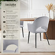 TECTAKE - Lot 6 Fauteuils aspect velours rembourré max 120 kg gris clair - vignette