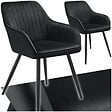 TECTAKE - Lot 2 chaises de salle à manger en velours matelassées noir - vignette