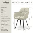 TECTAKE - Lot 4 Fauteuils pivotants rembourrés avec accoudoirs gris/beige - vignette