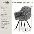 TECTAKE - Lot 4 fauteuils pivotants 180° velours rembourrés motif matelassé gris - vignette