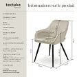 TECTAKE - Lot 2 chaises de salle à manger en velours matelassées crème - vignette