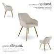 TECTAKE - Ensemble de 4 chaises rembourrées aspect velours taupe/or - vignette
