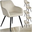 TECTAKE - Ensemble de 6 chaises rembourrées effet velours crème et noir - vignette