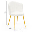 ID MARKET - Lot de 2 chaises coquillage ADELAIDE bouclette blanche pieds dorés - vignette