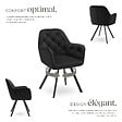 TECTAKE - Lot 6 fauteuils pivotants 180° velours rembourrés motif matelassé noir - vignette