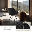 TECTAKE - Lot 6 fauteuils pivotants 180° velours rembourrés motif matelassé noir - vignette