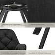 TECTAKE - Lot 6 fauteuils pivotants 180° velours rembourrés motif matelassé noir - vignette