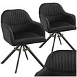TECTAKE - Lot de 2 chaises pivotantes à 360° en velours avec rembourrage noir - vignette