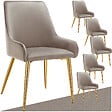 TECTAKE - Lot 6 chaises rembourrées aspect velours forme ergonomique taupe - vignette