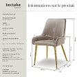 TECTAKE - Lot 6 chaises rembourrées aspect velours forme ergonomique taupe - vignette