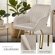 TECTAKE - Lot 6 chaises de salle à manger aspect velours matelassé taupe/or - vignette