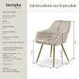 TECTAKE - Lot 6 chaises de salle à manger aspect velours matelassé taupe/or - vignette