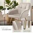 TECTAKE - Lot 6 chaises de salle à manger avec aspect velours capitonné taupe/or - vignette