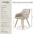 TECTAKE - Lot 6 chaises de salle à manger avec aspect velours capitonné taupe/or - vignette