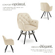 TECTAKE - Lot 4 fauteuils pivotants 180° velours rembourrés matelassés crème - vignette