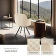 TECTAKE - Lot 4 fauteuils pivotants 180° velours rembourrés matelassés crème - vignette
