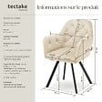 TECTAKE - Lot 4 fauteuils pivotants 180° velours rembourrés matelassés crème - vignette