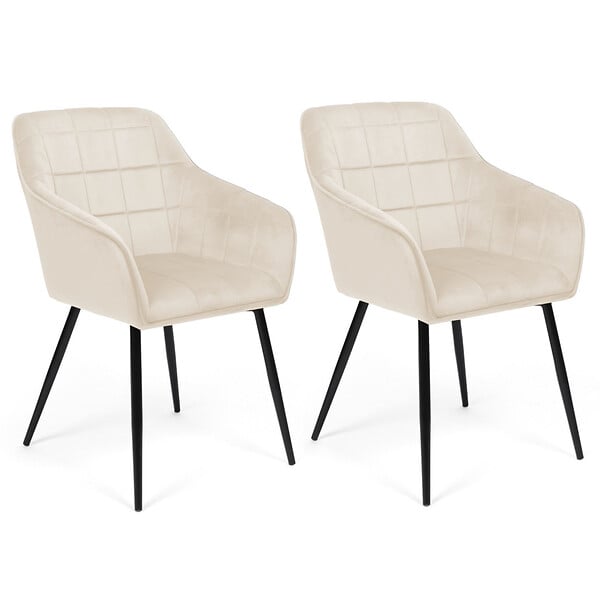 ID MARKET - Lot de 2 chaises de salle à manger, fauteuils de table MADY en velours beige - large
