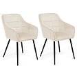 ID MARKET - Lot de 2 chaises de salle à manger, fauteuils de table MADY en velours beige - vignette