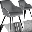 TECTAKE - Ensemble de 2 chaises cuir synthétique aspect velours gris/noir - vignette
