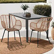 ID MARKET - Lot de 2 chaises de salle à manger, fauteuils de table SUMMER effet rotin pied métal noir - vignette