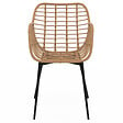 ID MARKET - Lot de 2 chaises de salle à manger, fauteuils de table SUMMER effet rotin pied métal noir - vignette