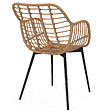 ID MARKET - Lot de 2 chaises de salle à manger, fauteuils de table SUMMER effet rotin pied métal noir - vignette