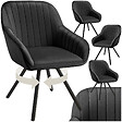 TECTAKE - Lot 4 chaises pivotantes à 360° avec accoudoirs velours noires - vignette