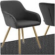TECTAKE - Chaise élégante aspect corde avec forme ergonomique anthracite/doré - vignette