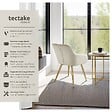 TECTAKE - Chaise Rembourrée aspect velours Dossier ergonomique crème/or - vignette