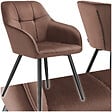 TECTAKE - Chaise rembourrée en velours matelassé avec dossier continu brun/noir - vignette