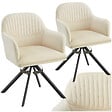 TECTAKE - Lot 2 chaises pivotantes à 360° en velours avec rembourrage crème/noir - vignette