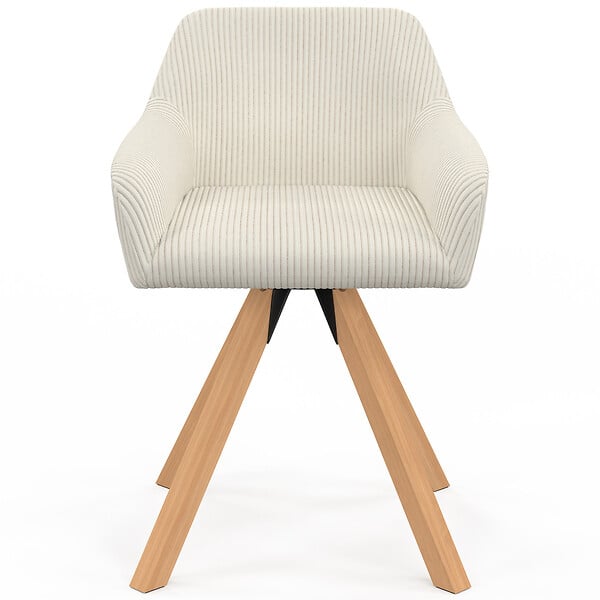 ID MARKET - Lot de 2 chaises pivotantes de salle à manger, fauteuils de table JANY en velours côtelé beige - large