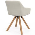 ID MARKET - Lot de 2 chaises pivotantes de salle à manger, fauteuils de table JANY en velours côtelé beige - vignette