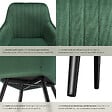 TECTAKE - Lot 6 chaises de salle à manger en velours matelassées vert foncé - vignette
